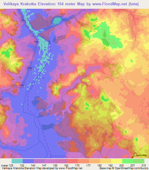 Velikaya Krakotka,Belarus Elevation Map