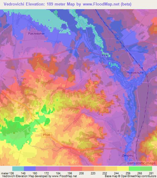 Vedrovichi,Belarus Elevation Map