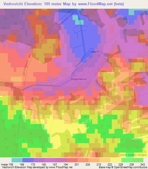 Vedrovichi,Belarus Elevation Map