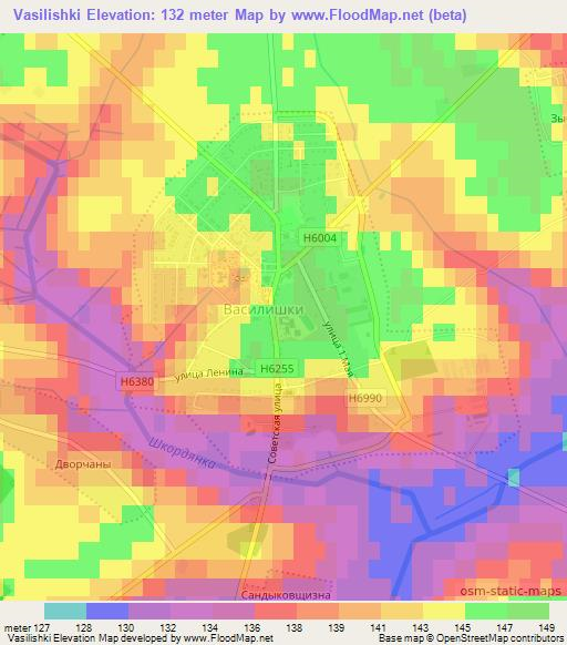 Vasilishki,Belarus Elevation Map