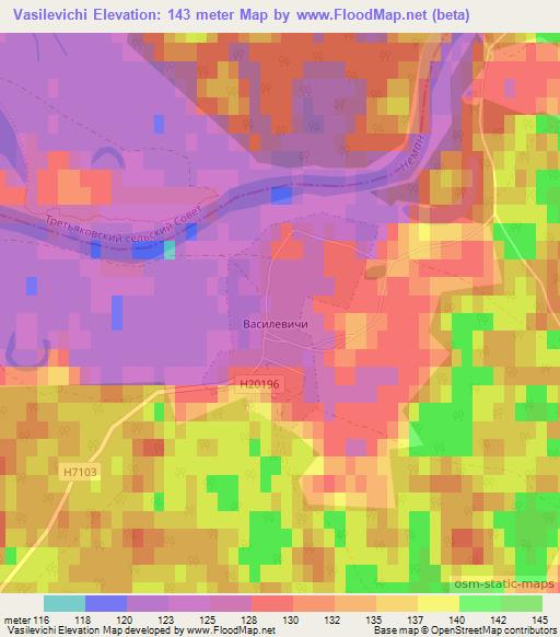 Vasilevichi,Belarus Elevation Map