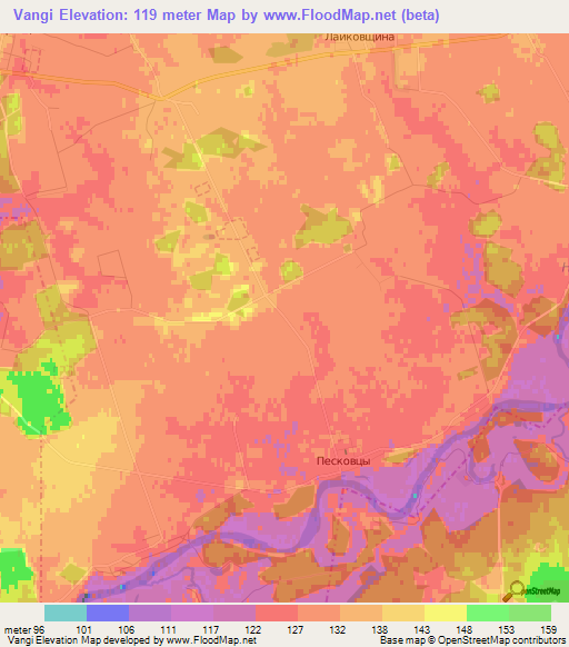 Vangi,Belarus Elevation Map