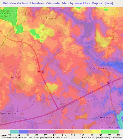 Valitskovshchina,Belarus Elevation Map