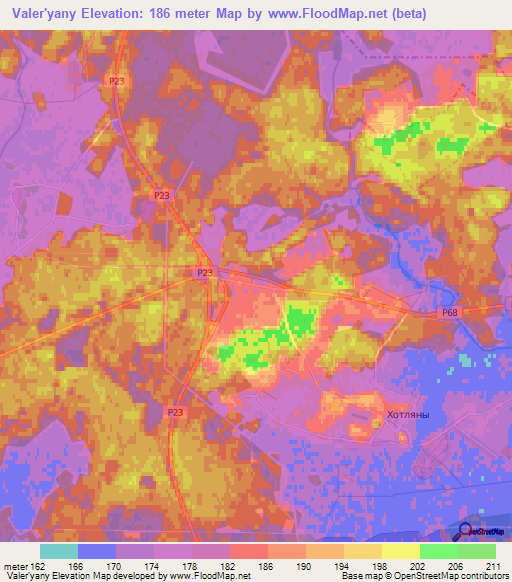Valer'yany,Belarus Elevation Map