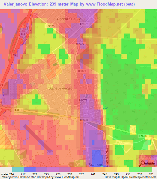 Valer'janovo,Belarus Elevation Map