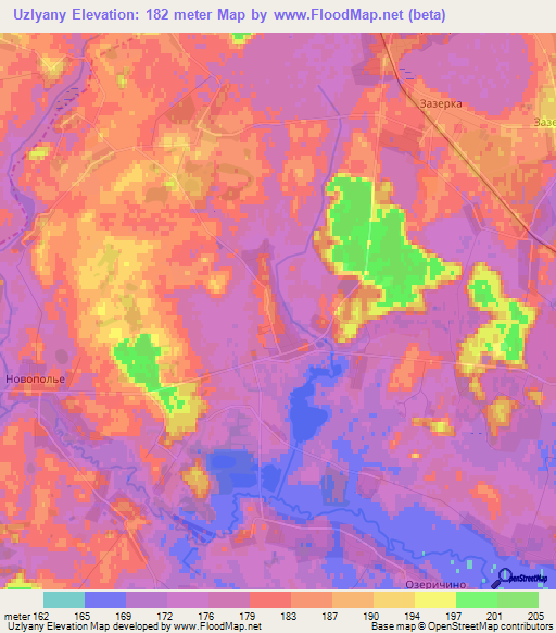 Uzlyany,Belarus Elevation Map