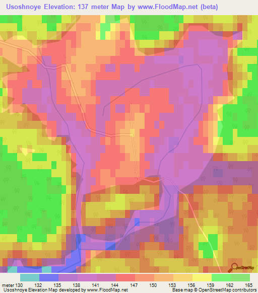 Usoshnoye,Belarus Elevation Map