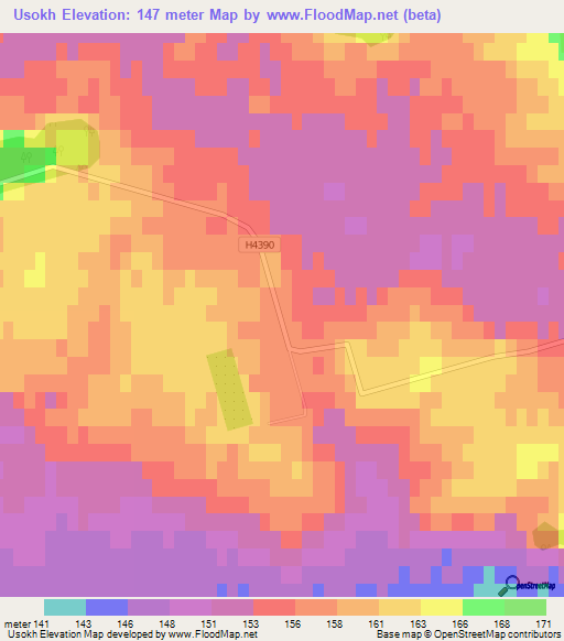 Usokh,Belarus Elevation Map