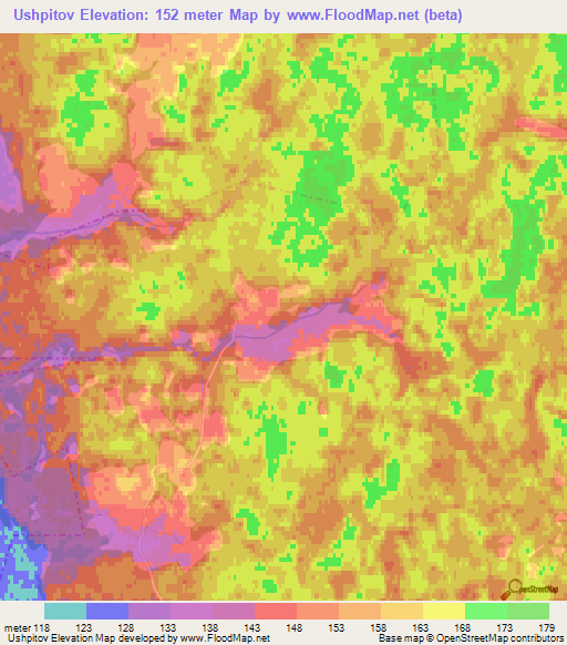 Ushpitov,Belarus Elevation Map