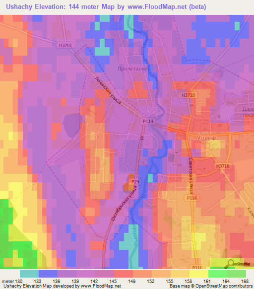 Ushachy,Belarus Elevation Map