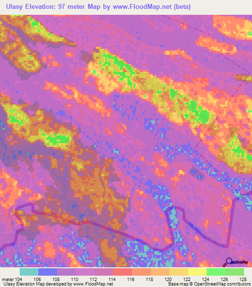 Ulasy,Belarus Elevation Map