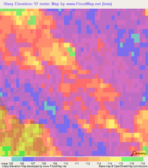 Ulasy,Belarus Elevation Map