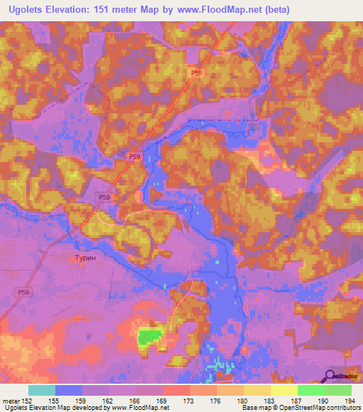 Ugolets,Belarus Elevation Map