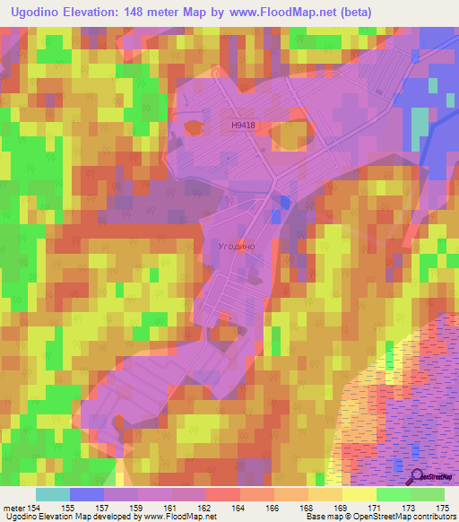 Ugodino,Belarus Elevation Map