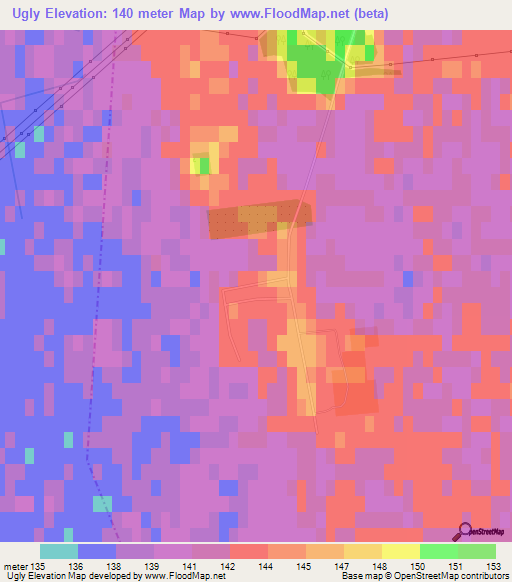 Ugly,Belarus Elevation Map