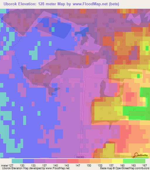 Uborok,Belarus Elevation Map