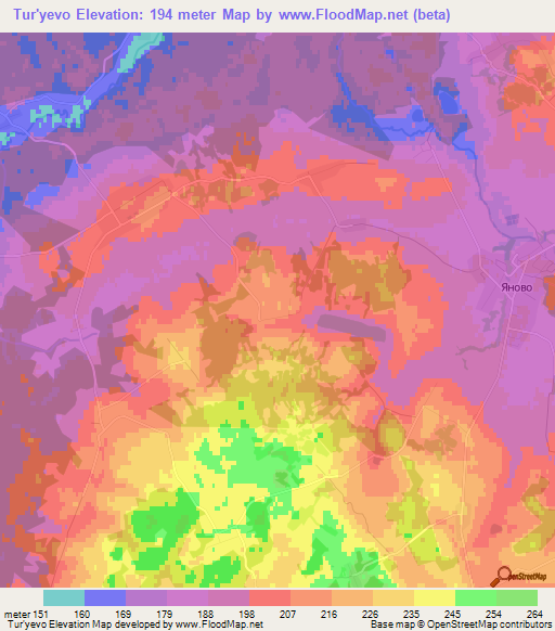 Tur'yevo,Belarus Elevation Map