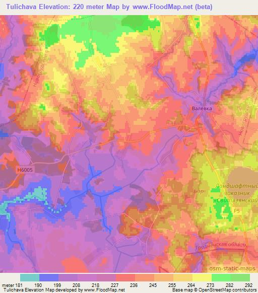 Tulichava,Belarus Elevation Map