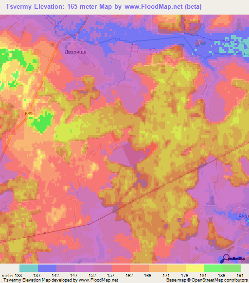 Tsvermy,Belarus Elevation Map