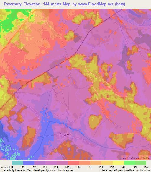 Tsverbuty,Belarus Elevation Map