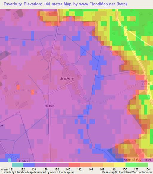Tsverbuty,Belarus Elevation Map
