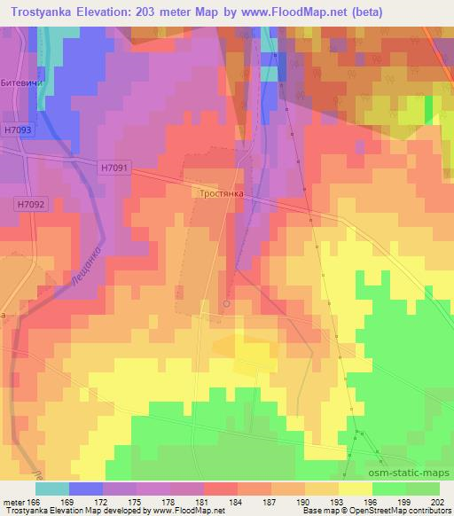 Trostyanka,Belarus Elevation Map