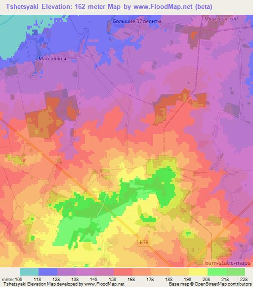 Tshetsyaki,Belarus Elevation Map