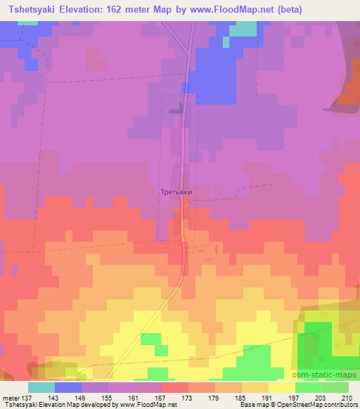 Tshetsyaki,Belarus Elevation Map