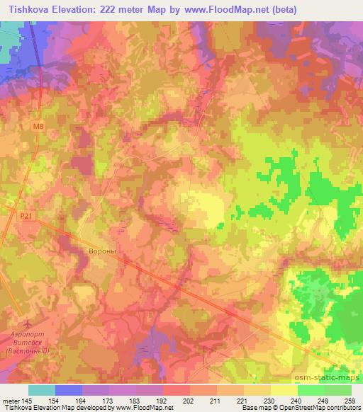 Tishkova,Belarus Elevation Map