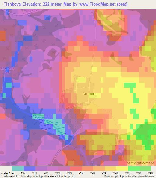 Tishkova,Belarus Elevation Map
