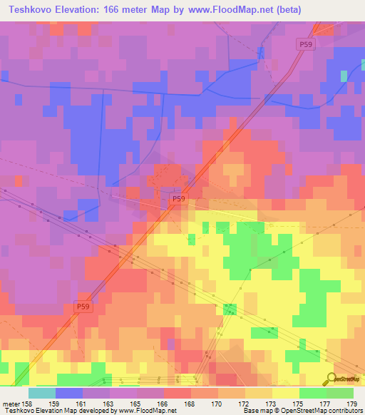 Teshkovo,Belarus Elevation Map