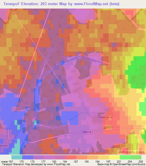 Teraspol',Belarus Elevation Map
