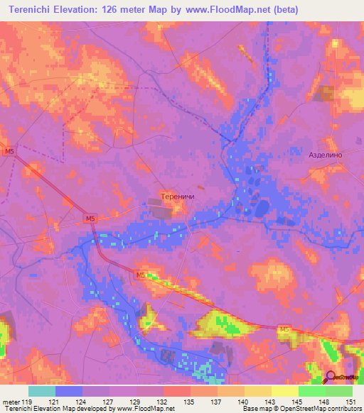 Terenichi,Belarus Elevation Map