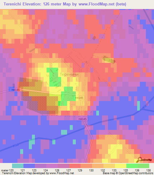 Terenichi,Belarus Elevation Map