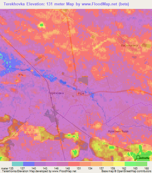 Terekhovka,Belarus Elevation Map