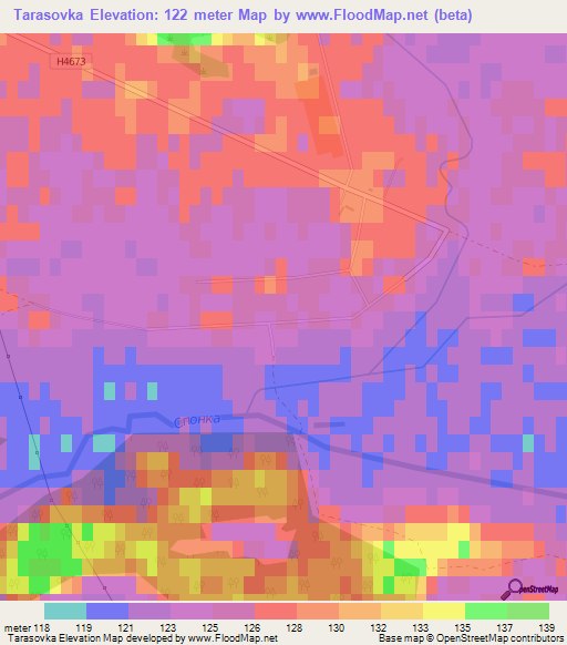 Tarasovka,Belarus Elevation Map