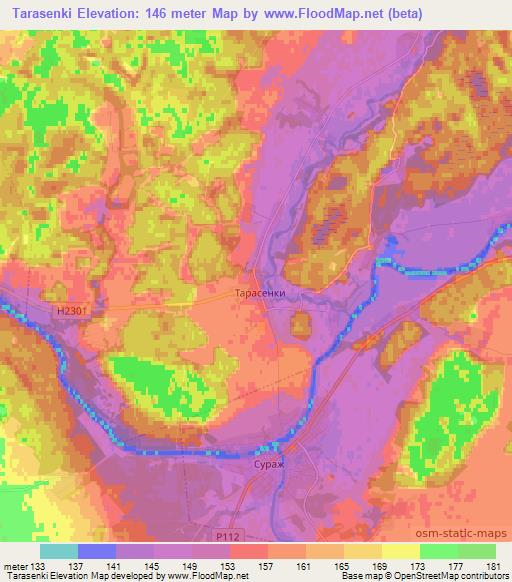Tarasenki,Belarus Elevation Map