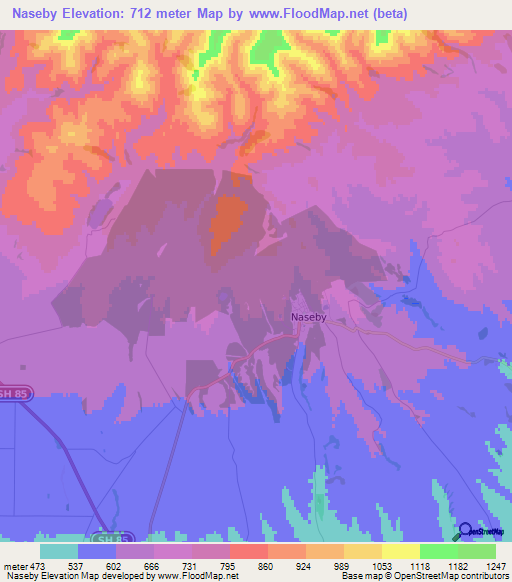 Naseby,New Zealand Elevation Map