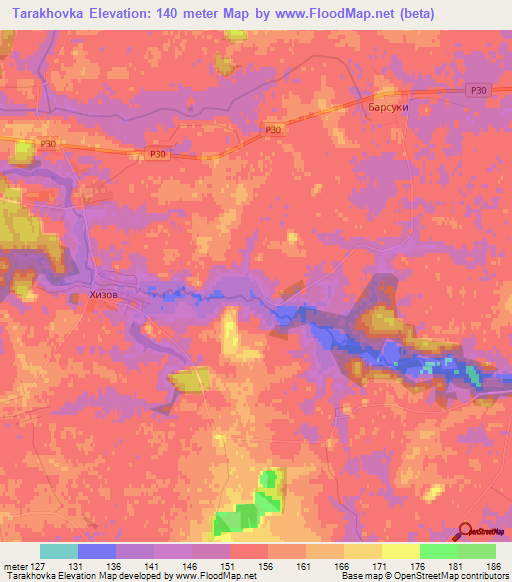 Tarakhovka,Belarus Elevation Map