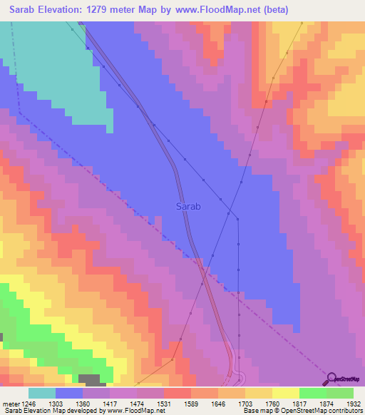 Sarab,Iran Elevation Map