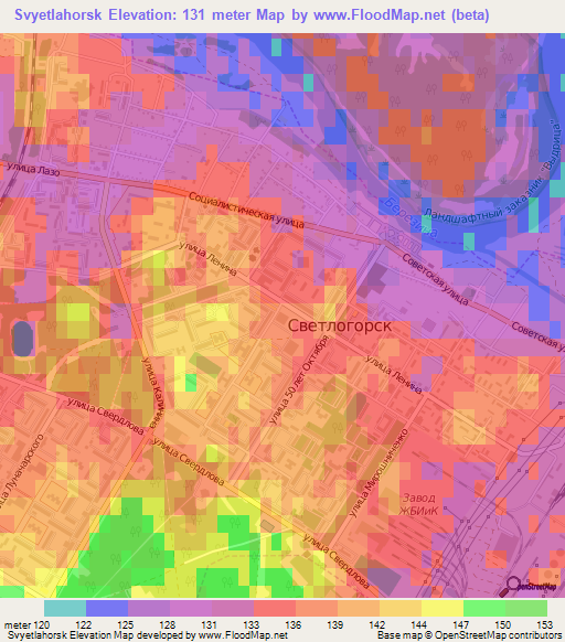 Svyetlahorsk,Belarus Elevation Map