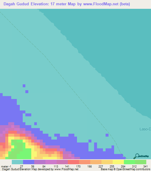 Dagah Gudud,Somalia Elevation Map