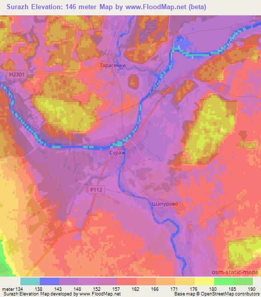Surazh,Belarus Elevation Map