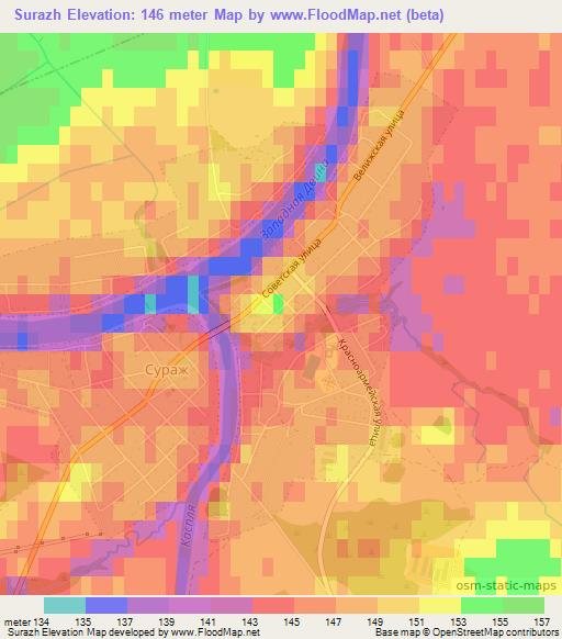 Surazh,Belarus Elevation Map