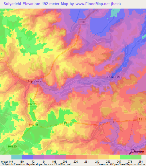 Sulyatichi,Belarus Elevation Map