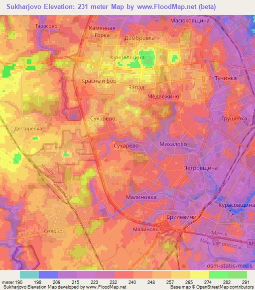 Sukharjovo,Belarus Elevation Map