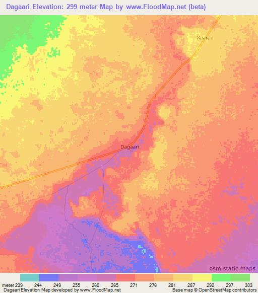 Dagaari,Somalia Elevation Map