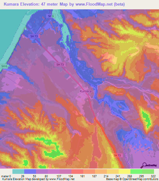 Kumara,New Zealand Elevation Map