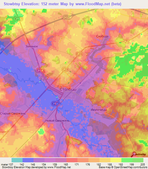 Stowbtsy,Belarus Elevation Map