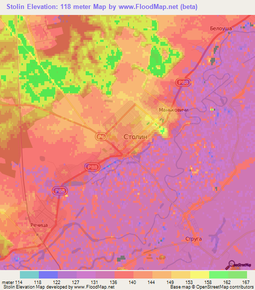 Stolin,Belarus Elevation Map